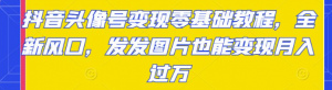 抖音头像号变现项目零基础教程：发发图片也能月入过万-