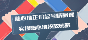 随心推投放技巧：随心推正价起号精品课，实操随心推投放策略-