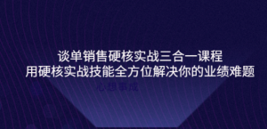 谈单销售硬核实战课程：用硬核实战技能教您销售如何和客户谈单子-